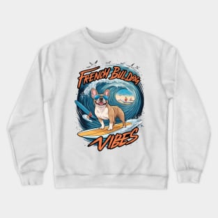 French Bulldog Surfing Frenchie Splash Crewneck Sweatshirt